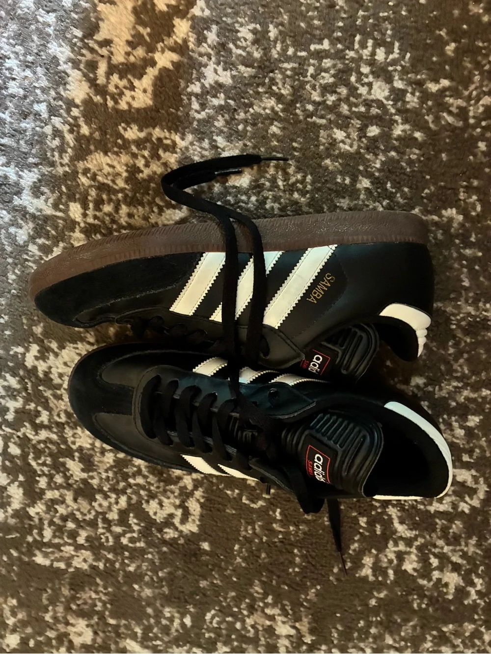 adidas Samba Black with White Stripes and Gum Sole